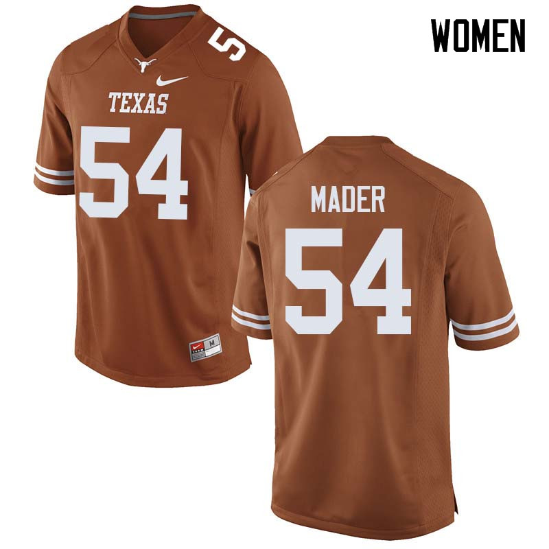 Women #54 Justin Mader Texas Longhorns College Football Jerseys Sale-Orange